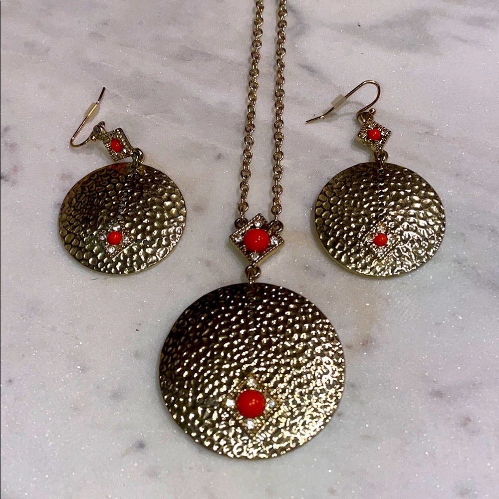 Avon Goldtone and Orange Set